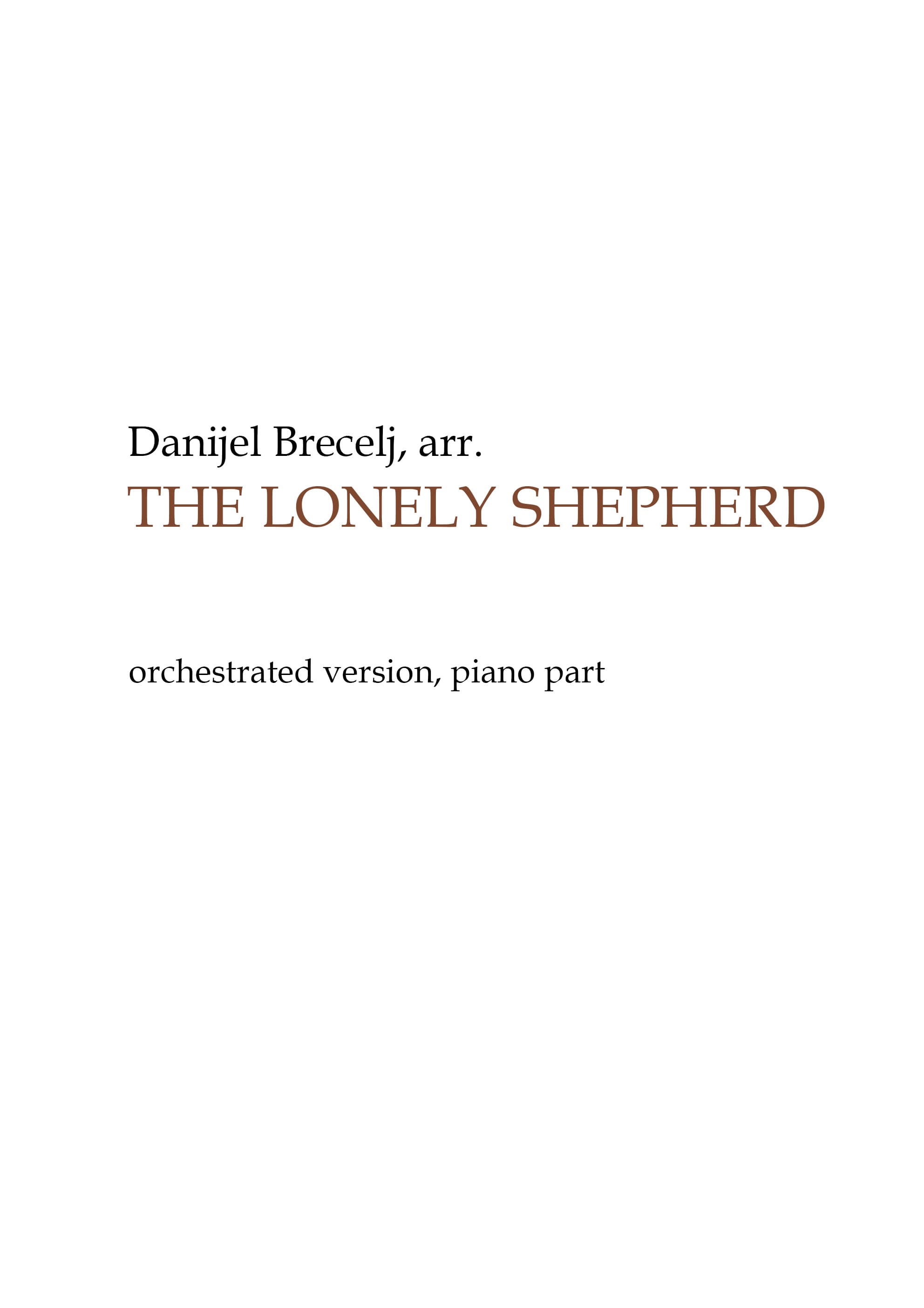 The Lonely Shepherd, piano score and orchestra playback